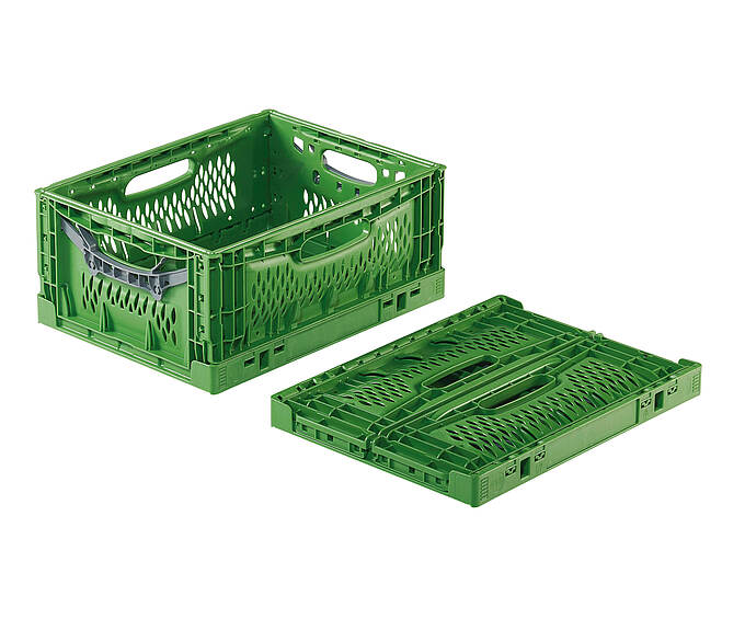 Predbežný skladací box Clever-Fresh-Box 400 x 300 x 180 mm - Plastový skladací kontajner na logistiku čerstvých potravín - Clever Fresh Box advance