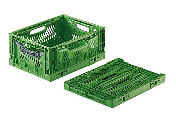 Predbežný skladací box Clever-Fresh-Box 400 x 300 x 180 mm - Plastový skladací kontajner na logistiku čerstvých potravín - Clever Fresh Box advance