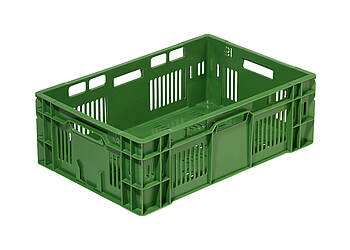 Plastové boxy na ovocie a zeleninu ažurové 600 x 400 x 200 mm - Plastový kontajner s perforáciou - ideálny na prepravu ovocia a zeleniny a na vybavenie regálov v obchode