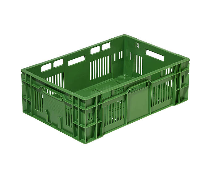 Plastové boxy na ovocie a zeleninu ažurové 600 x 400 x 200 mm - Plastový kontajner s perforáciou - ideálny na prepravu ovocia a zeleniny a na vybavenie regálov v obchode