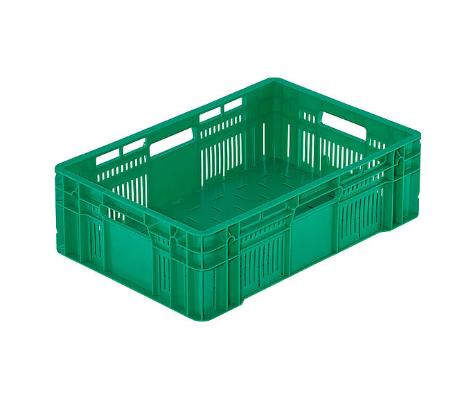 Plastové boxy na ovocie a zeleninu ažurové 600 x 400 x 180 mm - Plastový kontajner s perforáciou na prepravu ovocia a zeleniny - ideálny do regálov v obchode - model G-180