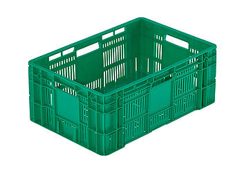 Plastové boxy na ovocie a zeleninu ažurové 600 x 400 x 240 mm - Norma Euro perforované nádoby - ideálne riešenie na skladovanie čerstvého ovocia a zeleniny - model G-240