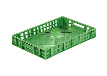 Plastové boxy na ovocie a zeleninu ažurové 600 x 400 x 90 mm - Perforovaný kontajner 0703-1000 - Plastový box ideálny na prepravu mäkkého ovocia