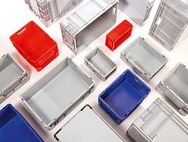 Boxy a kontajnery na automatické skladovanie v rôznych farbách