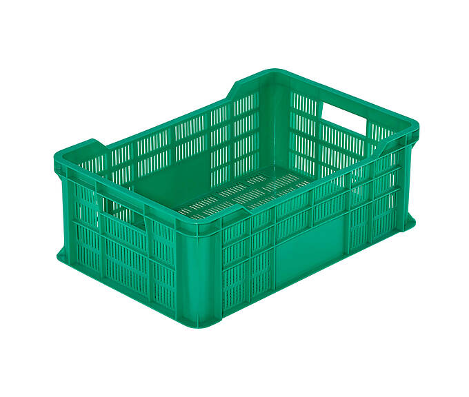 Plastové boxy na ovocie a zeleninu ažurové 600 x 400 x 220 mm - Perforované nádoby Euro Norm - ideálne riešenie na skladovanie a prepravu ovocia a zeleniny - model N-220